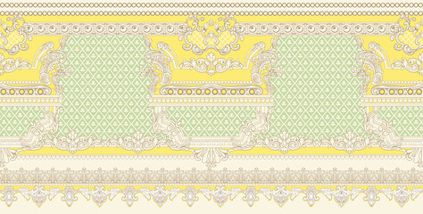 Wall Mural - seamless beautiful wallpaper cards border design floral leaf vintage ornament Victorian geometric ethnic print paisley pattern