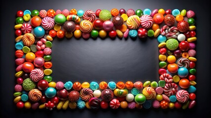 Poster - A vibrant assortment of colorful candy forms a border, creating a whimsical frame for your message.