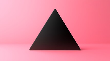 Wall Mural - a striking composition featuring a symmetrical black triangle against a soft pink background, creati