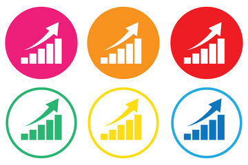 Wall Mural - statistics icon set on black square. increase bar graph concept