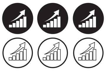 Wall Mural - statistics icon set on black square. increase bar graph concept