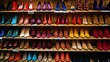 © Koplexs-Stock - A Variety of High-Heeled Shoes on Wooden Shelves