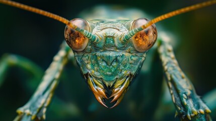 Close-Up Portrait of a Mantis's Face