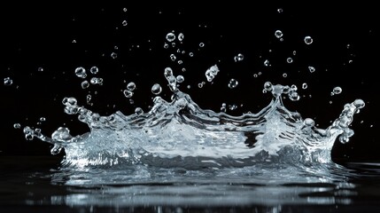 Poster - Water Splashing on Black Background