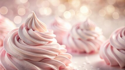 Poster - Delicate swirls of pink meringue, a sweet and fluffy confection, bathed in a soft, warm glow.