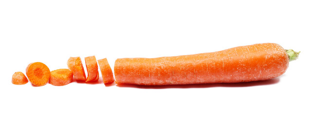 Wall Mural - Carrot slice isolated on white, side view