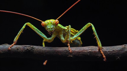 Poster - A Close-Up Portrait of a Green Praying Mantis