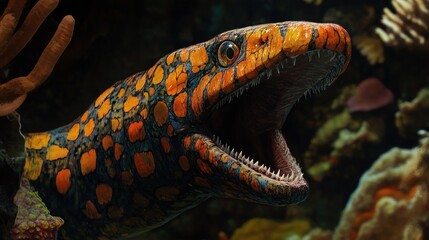 Sticker - Close-up of a Moray Eel with Open Mouth