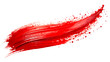 © CreativeEarth - Abstract red Brush Stroke with Ink Splashes Isolated on a White Background for a Minimalist Look