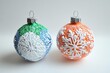© Viam - Handcrafted crochet Christmas ornaments on white background