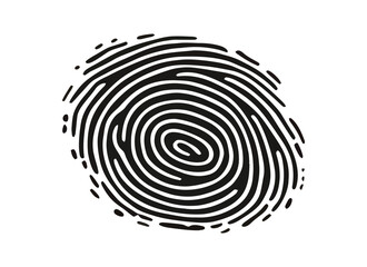 black and white fingerprint with a circle in the middle. the fingerprint is very detailed. flat vect