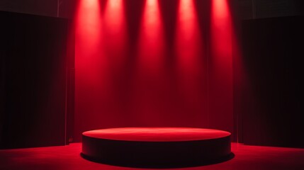 Wall Mural - red stage with spotlight