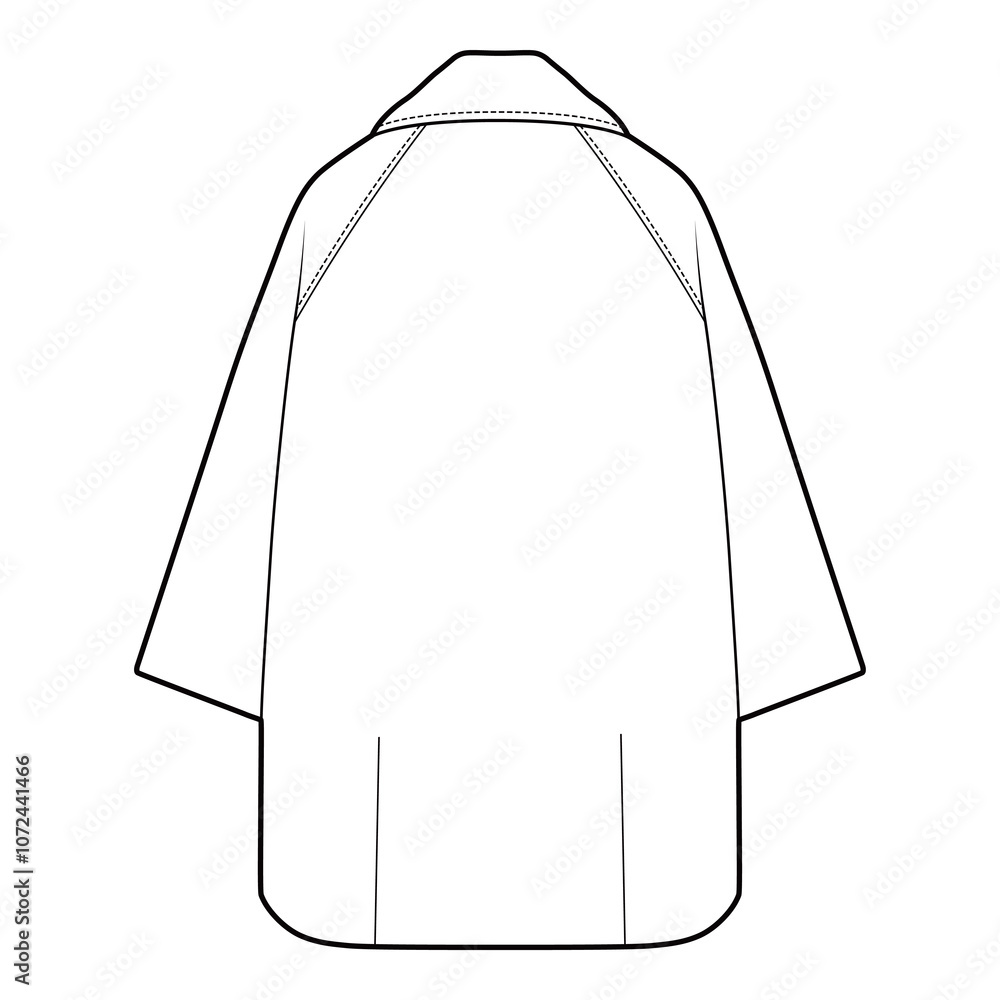 Back view of an oversized overcoat with wide sleeves in black and white ...