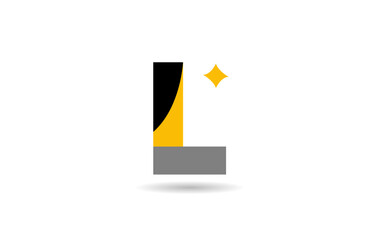 Wall Mural - L letter alphabet logo icon design with yellow star and black colour for business and company