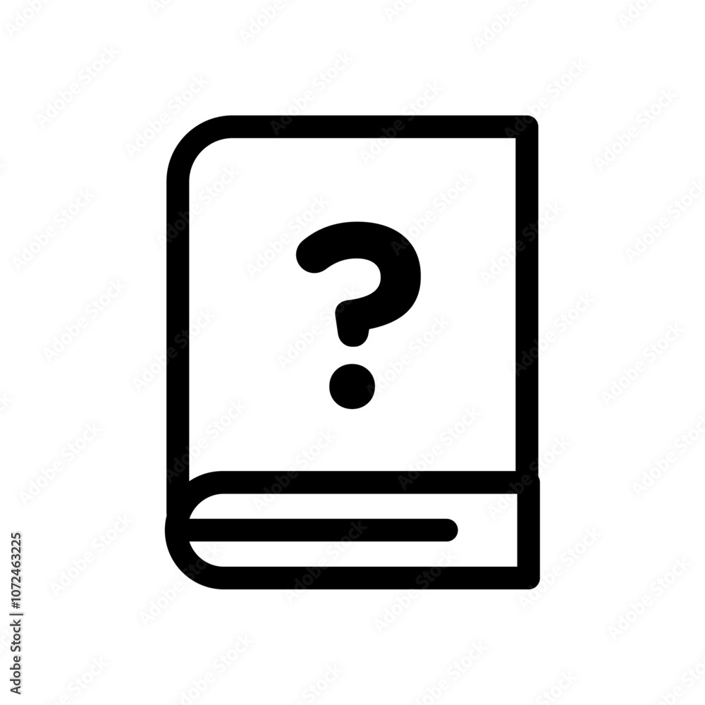book with question mark icon black and white vector outline sign Stock ...