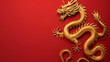 © Desinage - 2025 Chinese new year of the dragon banner template design with traditional golden Chinese dragon on red background