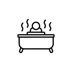 Man relaxing in jacuzzi icon black and white vector outline sign