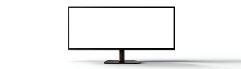 Minimalist computer monitor with a blank white screen, ready for use isolated white background