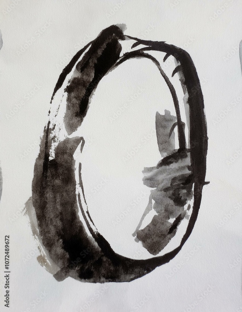 Zero 0 number black on white background isolated painting watercolor ...