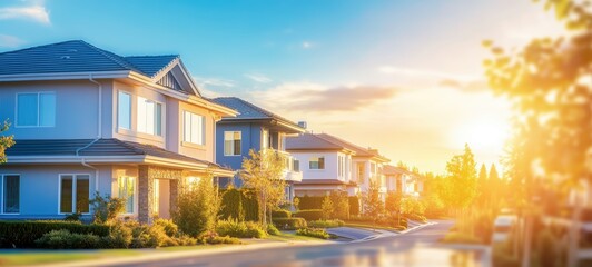 A banner for a real estate advertisement, featuring a clean, professional layout with blue and white tones, highlighting a luxurious property in the background