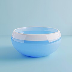 Wall Mural - White Interior and a Slight Water Drip on the Rim of this Light Blue Ceramic Bowl