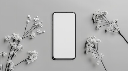 White screen on a modern cell phone for advertisement, Generative AI.