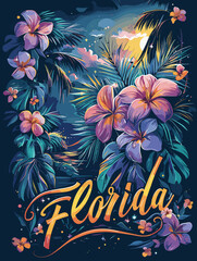 Wall Mural - Beautiful Florida State Vector Card For Your Design