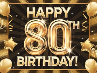 80th Birthday Milestone - Gold Design