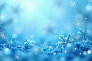 Wall Mural - light blue background, snowflakes, delicate details, macro photography generative ai