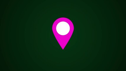 glowing gps location icon animation with gradient background.