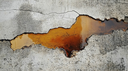 Wall Mural - Leaks oil stain on concrete, illustrating environmental concerns and the impact of industrial activities -