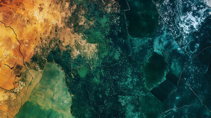 Wall Mural - Satellite agriculture mapping, focusing on precision farming and land analysis from space -