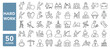 © M Design - Set of 50 line icons related to hard work, worker, labor, heavy, effort, difficult, task, carry, industrial, Editable stroke. Vector illustration
