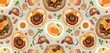 © YoungMok - Whimsical Cartoon Food Items in a Decorative Repeated Pattern