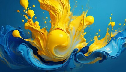 Wall Mural - yellow and blue water splash