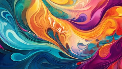 Wall Mural - vibrant abstract art with colorful swirls and fluid textures on a high quality canvas perfect for mo