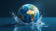 © Soul - Realistic illustration of globe planet in water drop splash
