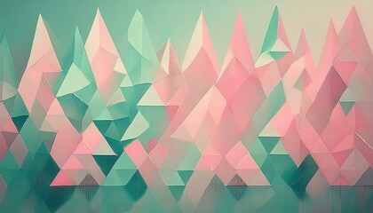 Wall Mural - Abstract background with pink and teal triangles, creating a geometric pattern.