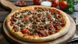 © Lasvu - Minced meat pizza with tree backdrop