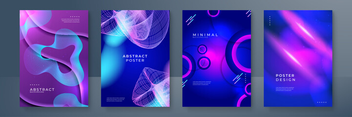 Wall Mural - Set of Four Colorful Abstract Geometric Poster Designs