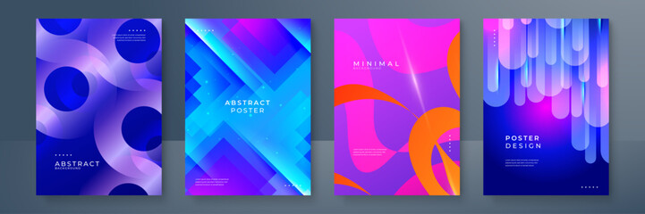 Vibrant Abstract Poster Collection With Modern Geometric Designs