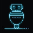 © ylivdesign - Blue neon icon of a robot glowing on a dark background