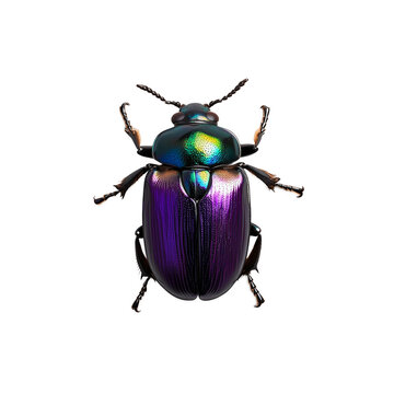Shiny metallic beetle on transparent background