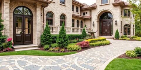 Wall Mural - elegant stone walkway cobblestones captivating floor design, pattern, elegant