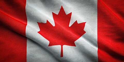 close up of the canadian flag, seamless fabric texture , canada, flag, maple leaf, symbol, red and w