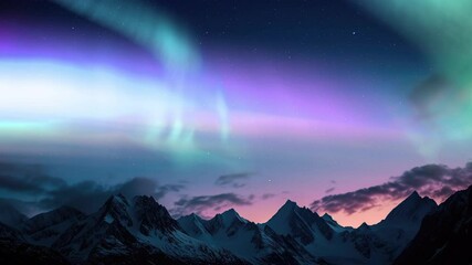 Alaska Aurora at Dawn Glaciers and Mountain Peaks Pan L Generative AI