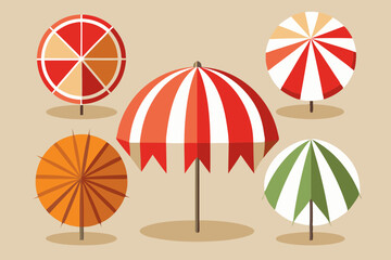 Wall Mural - Set of beach umbrella design vector art illustration