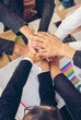 © aFotostock - Vertical Horizon Partners hands together teamwork group of business people meeting in firm company office. Vertical Diversity Hands join empower partnership teams mergers acquisitions partnership