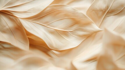 Wall Mural - Soft, delicate beige leaves in gentle waves