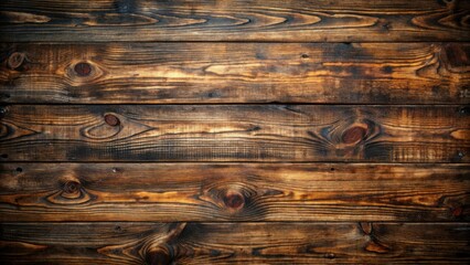 Aufkleber - Dark Wooden Planks with Knots and Grain Patterns, Rustic Background for Design